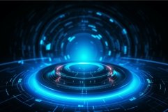 Futuristic Glowing cyber target circle. Generate Ai Product Image 1