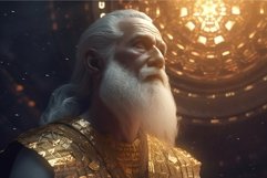 Old white bearded man wearing gold sacred robe. Generate ai Product Image 1