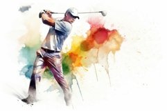 Golf watercolor splash. Generate Ai Product Image 1