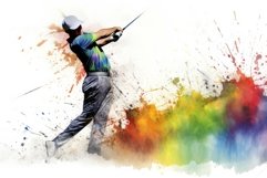 Artistic Golf player watercolor. Generate Ai Product Image 1