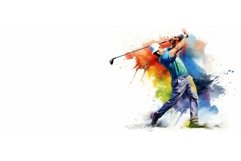 Expressive Golf player watercolor. Generate Ai Product Image 1