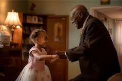 Happy grandfather with his niece. Generate ai Product Image 1
