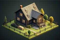 Three-dimensional Gray house isometric. Generate Ai Product Image 1