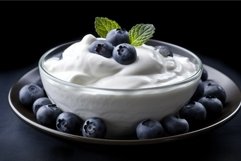 Green berry yogurt plate. Generate Ai Product Image 1