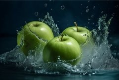 Green apples water splash. Generate Ai Product Image 1