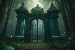 Green forest gate. Generate Ai Product Image 1