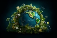 Vibrant Green planet earth cover. Generate Ai Product Image 1