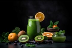 Green smoothie fruits diet. Generate Ai Product Image 1