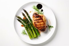 Grilled chicken asparagus steak. Generate Ai Product Image 1