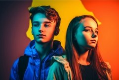 Colorful group teenagers. Generate Ai Product Image 1