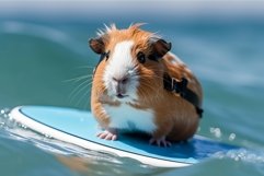 Guinea pig on surfing plank. Generate ai Product Image 1