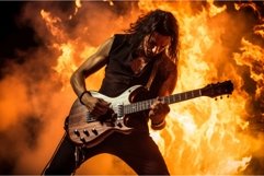 Blazing Guitarist take on fire. Rock stage music Product Image 1