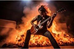 Fiery Guitarist take on fire. Rock stage music Product Image 1