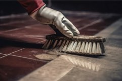 Hand brushes floor. Generate Ai Product Image 1
