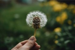 Hand holding dandelion. Generate Ai Product Image 1