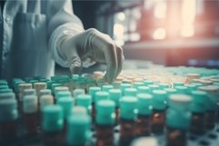 Hand medical vials. Generate Ai Product Image 1