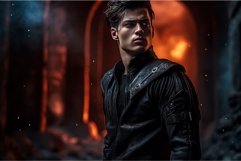 Handsome dark brown haired man warrior. Generate ai Product Image 1