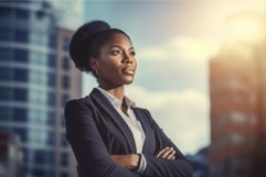 Happy rich black american woman. Generate Ai Product Image 1