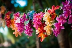 Tropical Hawaii garland flowers. Generate Ai Product Image 1