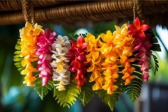 Colorful Hawaii garland flowers. Generate Ai Product Image 1