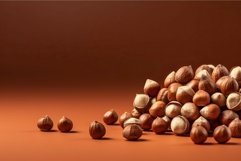 Hazelnut background. Generate ai Product Image 1