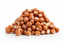 Heap of tasty hazelnuts food on white background. Generate A Product Image 1