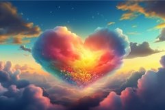 Dreamy Heart clouds colorful. Generate Ai Product Image 1