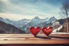 Hearts on table mountain. Generate Ai Product Image 1
