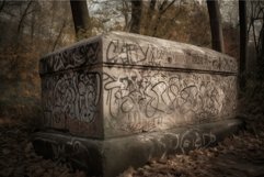 Historic monument graffiti. Generate AI Product Image 1