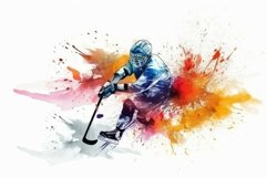 Hockey watercolor player. Generate Ai Product Image 1