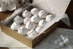 Homemade meringue cookies box. Generate Ai Product Image 1