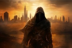 Fierce Hooded warrior man. Generate Ai Product Image 1