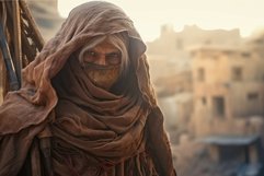 Relentless Hooded warrior woman. Generate Ai Product Image 1