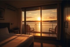 Hotel room sunset. Generate Ai Product Image 1