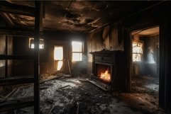House after fire. Generate Ai Product Image 1