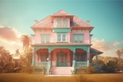 Pink house in dreamland. Generate Ai Product Image 1