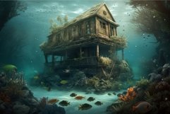 Mystic house under water. Generate ai Product Image 1