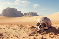 Bleached Human skull in desert. Generate Ai Product Image 1
