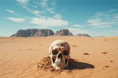 Abandoned Human skull in desert. Generate Ai Product Image 1