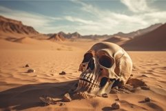 Desiccated Human skull in desert. Generate Ai Product Image 1