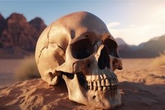 Cracked human skull in desert. Generate Ai Product Image 1