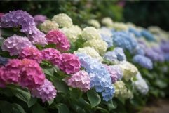 Hydrangea colorful bush summer. Generate Ai Product Image 1