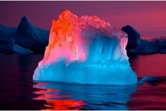 Iceberg neon color sky. Generate Ai Product Image 1