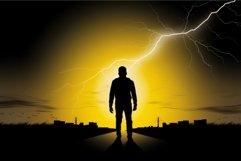 Man silhouette with energy bolt. Generate Ai Product Image 1