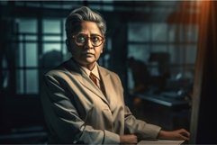 Indian professional business woman sitting at the table. Gen Product Image 1