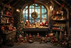 Indoor christmas shop shelf near window. Generate Ai Product Image 1