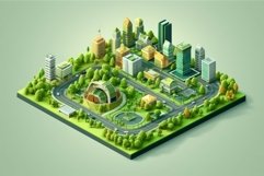 Isometric scheme of green city. Generate Ai Product Image 1