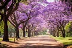 Vibrant Jacaranda trees park. Generate Ai Product Image 1