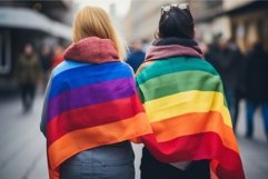 Joyful lesbian couple. Generate Ai Product Image 1