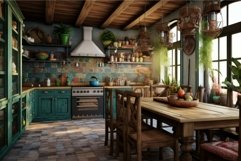 Homely Kitchen boho rustic. Generate Ai Product Image 1